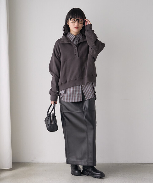 FREAK'S STORE(フリークスストア)の「ハイネックスウェット/ヘンリーネックスウェット(スウェット・レディース・チャコール/ライトグレー/ネイビー・フリ-)」の7枚目の写真