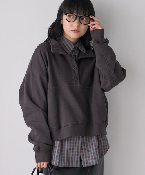 FREAK'S STORE(フリークスストア)の「ハイネックスウェット/ヘンリーネックスウェット(スウェット・レディース・チャコール/ライトグレー/ネイビー・フリ-)」の9枚目の写真