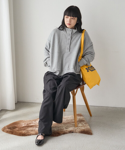 FREAK'S STORE(フリークスストア)の「ハイネックスウェット/ヘンリーネックスウェット(スウェット・レディース・チャコール/ライトグレー/ネイビー・フリ-)」の18枚目の写真