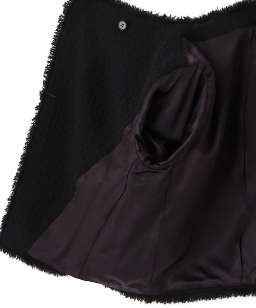 YLEVE(イレーヴ)の「YLEVE / TWEED COLLARLESS JACKET(テーラードジャケット・レディース・ブラック・2)」の5枚目の写真