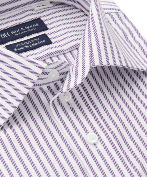 TOKYO SHIRTS（トウキョウシャツ）の「【超形態安定】 形態安定ノンアイロン ワイド 長袖ビジネスワイシャツ（ビジネスシャツ・メンズ・パープル・首回り41cm-裄丈86cm/首回り42cm-裄丈82cm/首回り42cm-裄丈86cm/首回り43cm-裄丈82cm/首回り43cm-裄丈86cm/首回り37cm-裄丈80cm/首回り37cm-裄丈84cm/首回り39cm-裄丈80cm/首回り39cm-裄丈84cm/首回り41cm-裄丈82cm）」の2枚目の写真
