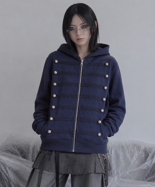 Girly Doll(ガーリードール)の「ナポレオン裏起毛ジップアップパーカー(パーカー・レディース・ネイビー/ピンク/ダークグレー/ブルー・FREE)」の7枚目の写真