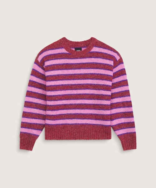 VANS（バンズ）の「ウィメンズ ROLLINS ストライプセーター / Rollins Stripe Sweater Poppy Elm VN000U4AHCT1（ニット/セーター・レディース・ピンク・LARGE/MEDIUM）」の4枚目の写真