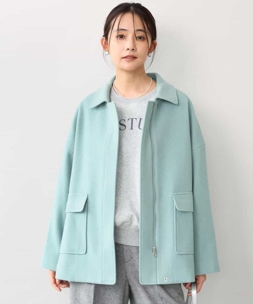 MK MICHEL KLEIN（エムケーミッシェルクラン）の「[超軽量]エアリアルウール ステンカラーZIPコート（ステンカラーコート・レディース・ブラウン/ミント/アイボリー・38）」の13枚目の写真