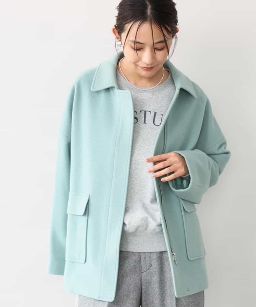 MK MICHEL KLEIN（エムケーミッシェルクラン）の「[超軽量]エアリアルウール ステンカラーZIPコート（ステンカラーコート・レディース・ブラウン/ミント/アイボリー・38）」の14枚目の写真