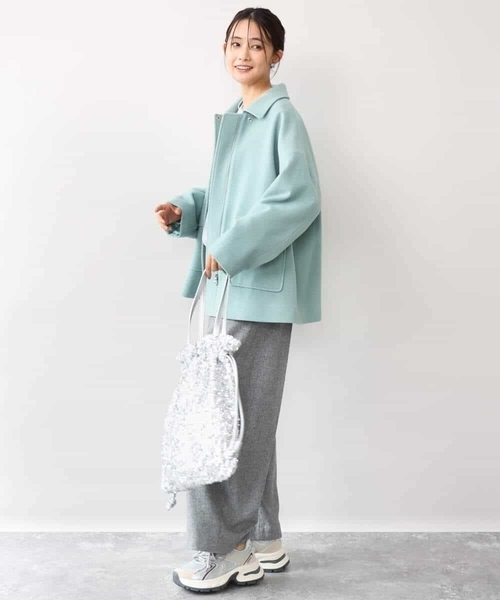 MK MICHEL KLEIN（エムケーミッシェルクラン）の「[超軽量]エアリアルウール ステンカラーZIPコート（ステンカラーコート・レディース・ブラウン/ミント/アイボリー・38）」の16枚目の写真