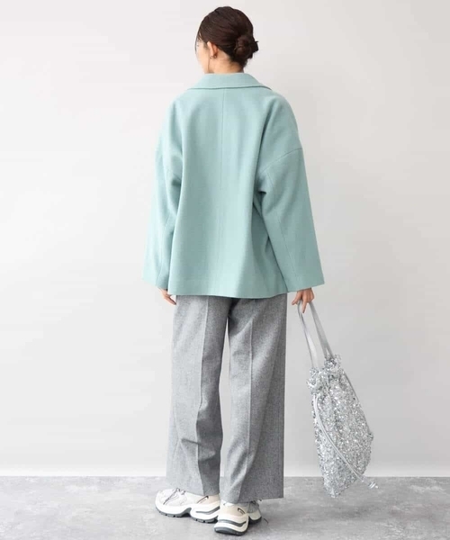 MK MICHEL KLEIN（エムケーミッシェルクラン）の「[超軽量]エアリアルウール ステンカラーZIPコート（ステンカラーコート・レディース・ブラウン/ミント/アイボリー・38）」の17枚目の写真