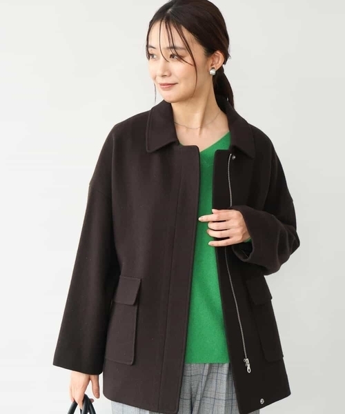 MK MICHEL KLEIN（エムケーミッシェルクラン）の「[超軽量]エアリアルウール ステンカラーZIPコート（ステンカラーコート・レディース・ブラウン/ミント/アイボリー・38）」の18枚目の写真