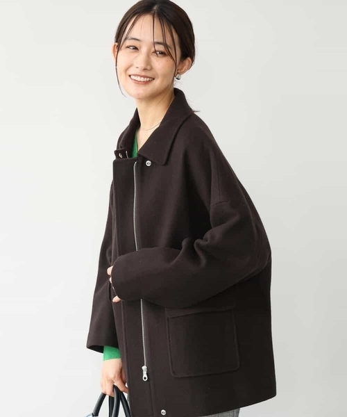 MK MICHEL KLEIN（エムケーミッシェルクラン）の「[超軽量]エアリアルウール ステンカラーZIPコート（ステンカラーコート・レディース・ブラウン/ミント/アイボリー・38）」の19枚目の写真