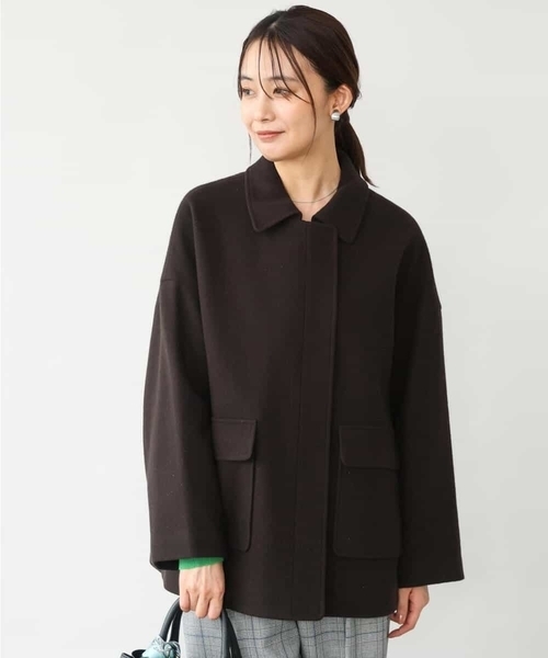 MK MICHEL KLEIN（エムケーミッシェルクラン）の「[超軽量]エアリアルウール ステンカラーZIPコート（ステンカラーコート・レディース・ブラウン/ミント/アイボリー・38）」の20枚目の写真