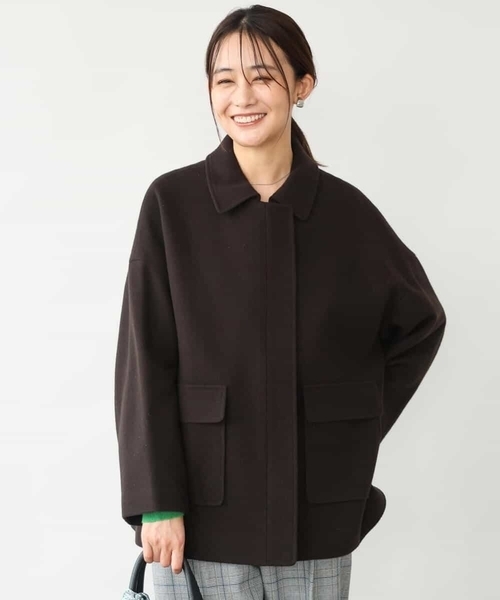 MK MICHEL KLEIN（エムケーミッシェルクラン）の「[超軽量]エアリアルウール ステンカラーZIPコート（ステンカラーコート・レディース・ブラウン/ミント/アイボリー・38）」の21枚目の写真