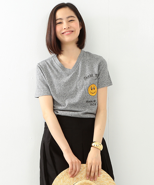SCREEN STARS（スクリーンスターズ）の「SCREEN STARS×BEAMS BOY / ポケット スマイル Vネック（Tシャツ/カットソー・レディース・ホワイト/グレー/ネイビー・ONE SIZE）」の2枚目の写真