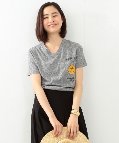SCREEN STARS（スクリーンスターズ）の「SCREEN STARS×BEAMS BOY / ポケット スマイル Vネック（Tシャツ/カットソー・レディース・ホワイト/グレー/ネイビー・ONE SIZE）」の4枚目の写真