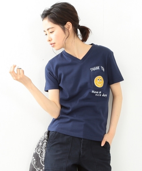SCREEN STARS（スクリーンスターズ）の「SCREEN STARS×BEAMS BOY / ポケット スマイル Vネック（Tシャツ/カットソー・レディース・ホワイト/グレー/ネイビー・ONE SIZE）」の6枚目の写真