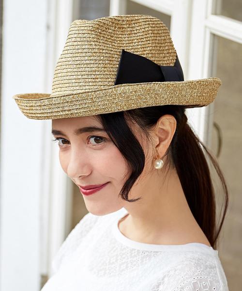green label relaxing（グリーンレーベルリラクシング）の「CF リボンナカオレブレードハット（ハット・レディース・ブラウン/ベージュ・FREE）」の2枚目の写真