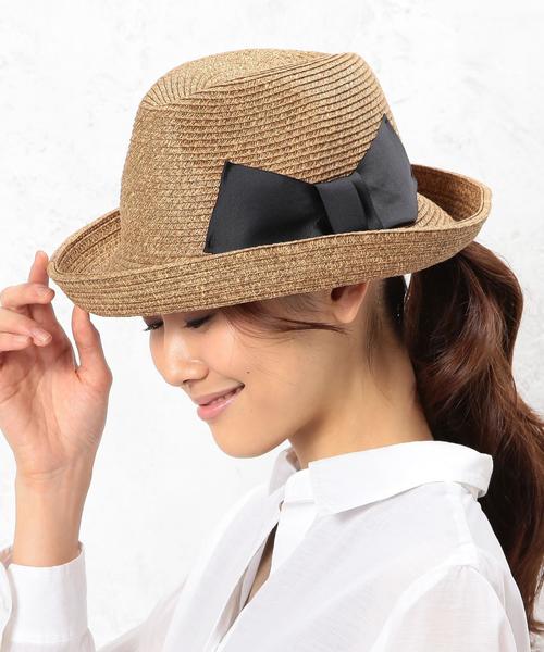 green label relaxing（グリーンレーベルリラクシング）の「CF リボンナカオレブレードハット（ハット・レディース・ブラウン/ベージュ・FREE）」の10枚目の写真