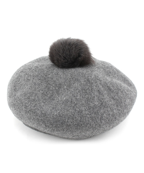 BEAUTY&YOUTH UNITED ARROWS(ビューティーアンドユースユナイテッドアローズ)の「BF FELT FUR POMPOM BLT(キャスケット・レディース・ブラック/グレー/ライトピンク・フリー)」の2枚目の写真