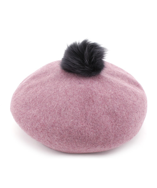 BEAUTY&YOUTH UNITED ARROWS(ビューティーアンドユースユナイテッドアローズ)の「BF FELT FUR POMPOM BLT(キャスケット・レディース・ブラック/グレー/ライトピンク・フリー)」の3枚目の写真