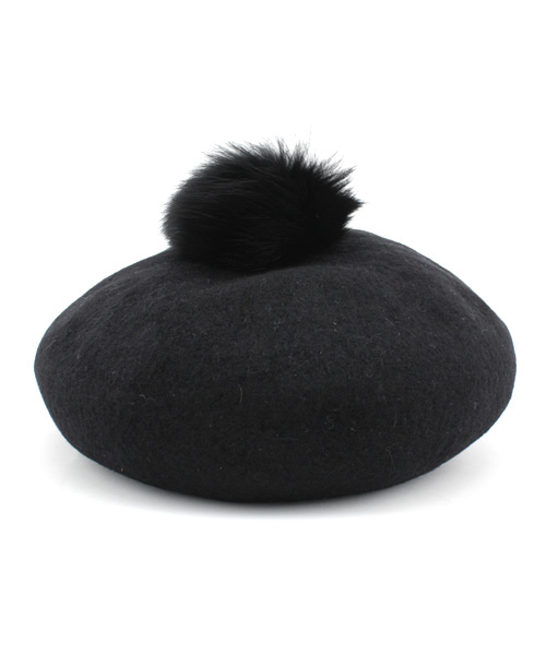 BEAUTY&YOUTH UNITED ARROWS(ビューティーアンドユースユナイテッドアローズ)の「BF FELT FUR POMPOM BLT(キャスケット・レディース・ブラック/グレー/ライトピンク・フリー)」の1枚目の写真