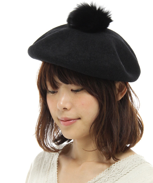 BEAUTY&YOUTH UNITED ARROWS(ビューティーアンドユースユナイテッドアローズ)の「BF FELT FUR POMPOM BLT(キャスケット・レディース・ブラック/グレー/ライトピンク・フリー)」の9枚目の写真