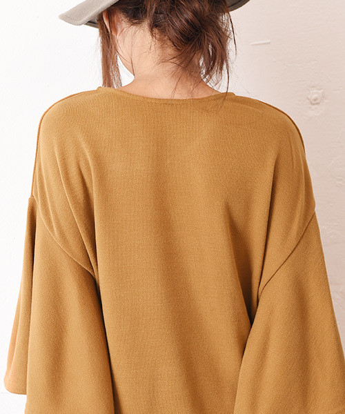 Luz Llena (philter)（ラズレナ　フィルター）の「[made in Japan]フレアスリーブ・ニットソートップス（Tシャツ/カットソー・レディース・キャメル/ブラック/カーキ・MEDIUM）」の8枚目の写真