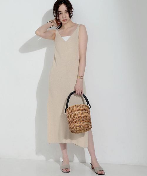 UNITED ARROWS（ユナイテッドアローズ）の「UWMF ニット キャミソール ワンピース（ワンピース・レディース・ナチュラル/モカ・FREE）」の3枚目の写真