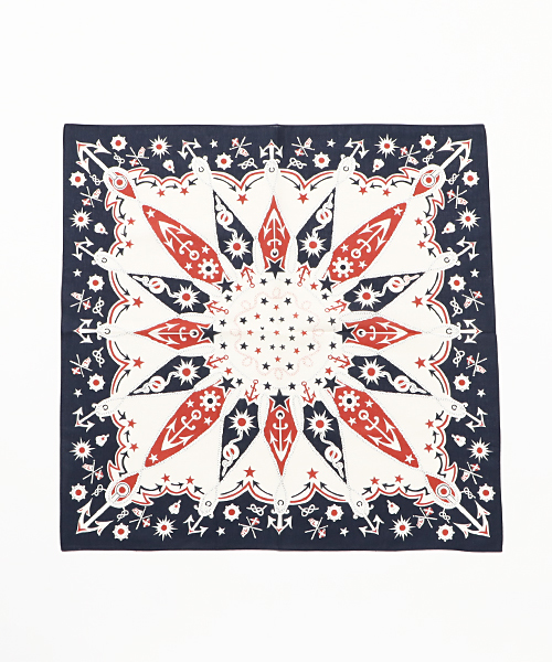 CALEE（キャリー）の「MARINE PATTERN BANDANNA（バンダナ/スカーフ・メンズ・バーガンディー/ネイビー/ブラック・FREE）」の3枚目の写真