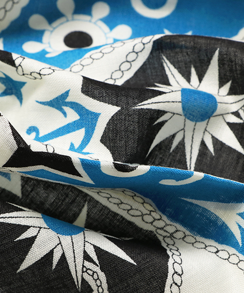 CALEE（キャリー）の「MARINE PATTERN BANDANNA（バンダナ/スカーフ・メンズ・バーガンディー/ネイビー/ブラック・FREE）」の5枚目の写真