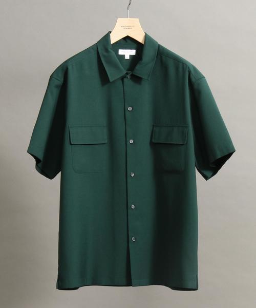BEAUTY&YOUTH UNITED ARROWS（ビューティーアンドユースユナイテッドアローズ）の「BY ウーステッド ワイドフォルム ショートスリーブ シャツ ◆（シャツ/ブラウス・メンズ・ブラック/ダークグリーン/ライトグレー・SMALL/MEDIUM/X-LARGE/LARGE）」の3枚目の写真