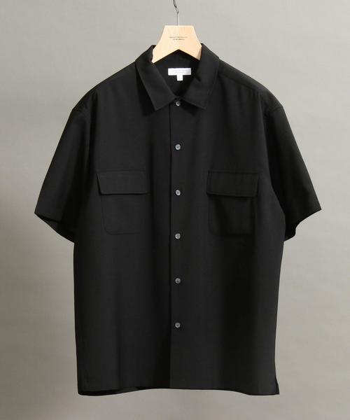 BEAUTY&YOUTH UNITED ARROWS（ビューティーアンドユースユナイテッドアローズ）の「BY ウーステッド ワイドフォルム ショートスリーブ シャツ ◆（シャツ/ブラウス・メンズ・ブラック/ダークグリーン/ライトグレー・SMALL/MEDIUM/X-LARGE/LARGE）」の4枚目の写真
