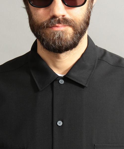 BEAUTY&YOUTH UNITED ARROWS（ビューティーアンドユースユナイテッドアローズ）の「BY ウーステッド ワイドフォルム ショートスリーブ シャツ ◆（シャツ/ブラウス・メンズ・ブラック/ダークグリーン/ライトグレー・SMALL/MEDIUM/X-LARGE/LARGE）」の5枚目の写真