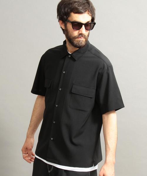 BEAUTY&YOUTH UNITED ARROWS（ビューティーアンドユースユナイテッドアローズ）の「BY ウーステッド ワイドフォルム ショートスリーブ シャツ ◆（シャツ/ブラウス・メンズ・ブラック/ダークグリーン/ライトグレー・SMALL/MEDIUM/X-LARGE/LARGE）」の9枚目の写真