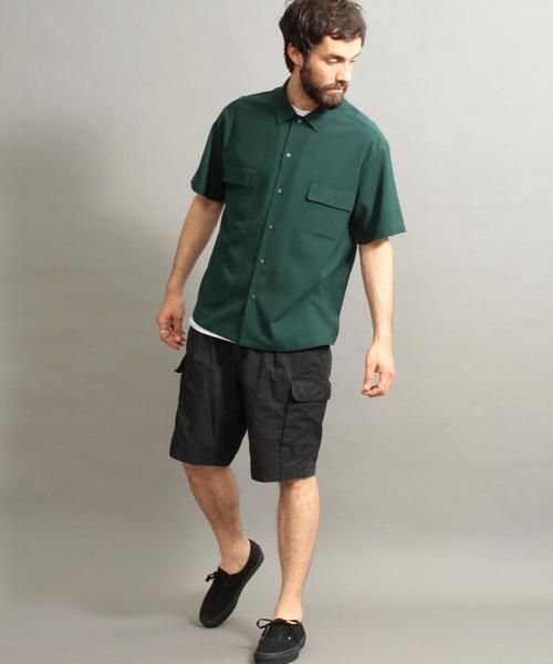 BEAUTY&YOUTH UNITED ARROWS（ビューティーアンドユースユナイテッドアローズ）の「BY ウーステッド ワイドフォルム ショートスリーブ シャツ ◆（シャツ/ブラウス・メンズ・ブラック/ダークグリーン/ライトグレー・SMALL/MEDIUM/X-LARGE/LARGE）」の18枚目の写真