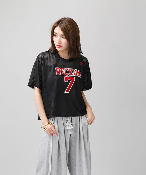 WEGO(ウィゴー)の「WEGO/メッシュサガラTパーカー(Tシャツ/カットソー・レディース・イエロー/ホワイト/ピンク/ブラック・FREE)」の6枚目の写真