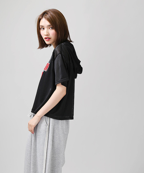 WEGO(ウィゴー)の「WEGO/メッシュサガラTパーカー(Tシャツ/カットソー・レディース・イエロー/ホワイト/ピンク/ブラック・FREE)」の7枚目の写真