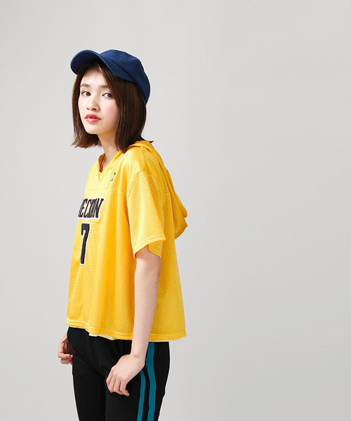 WEGO(ウィゴー)の「WEGO/メッシュサガラTパーカー(Tシャツ/カットソー・レディース・イエロー/ホワイト/ピンク/ブラック・FREE)」の9枚目の写真