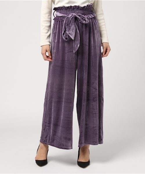 one after another NICE CLAUP（ワンアフターアナザーナイスクラップ）の「コーデュロイ風カットベロアパンツ（その他パンツ・レディース・ピンク/サックスブルー/ブラック/パープル・FREE）」の15枚目の写真