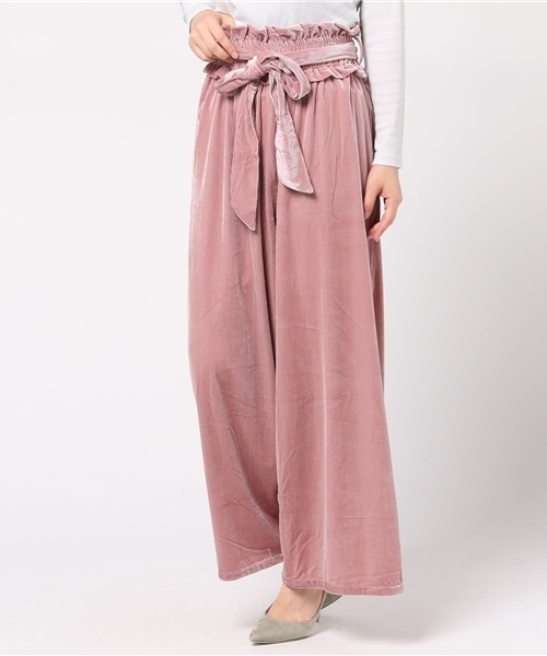 one after another NICE CLAUP（ワンアフターアナザーナイスクラップ）の「コーデュロイ風カットベロアパンツ（その他パンツ・レディース・ピンク/サックスブルー/ブラック/パープル・FREE）」の16枚目の写真