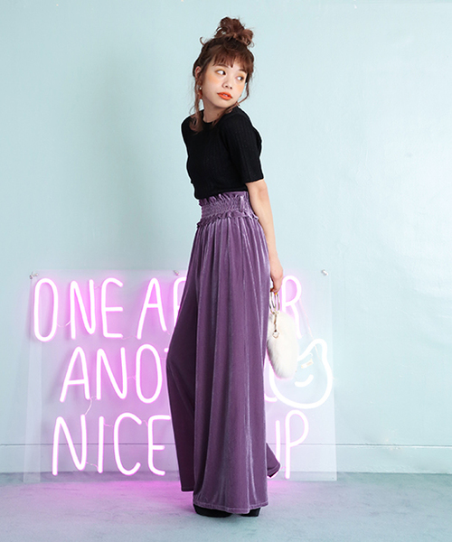 セール】コーデュロイ風カットベロアパンツ（その他パンツ）｜one