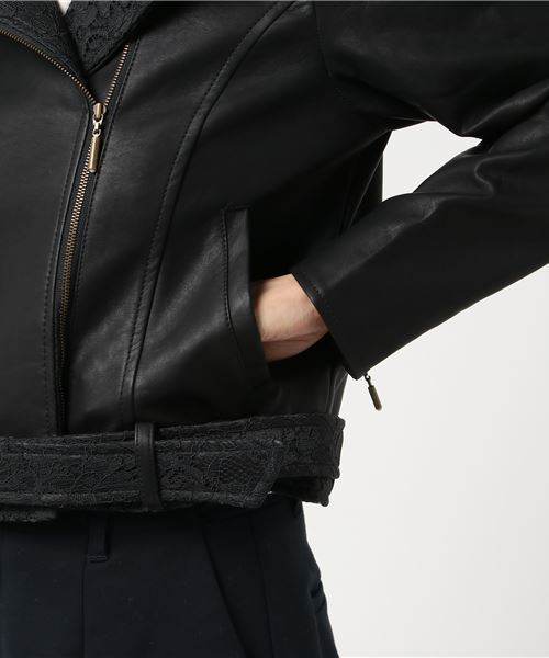 axes femme（アクシーズファム）の「レースベルト付ライダースJK