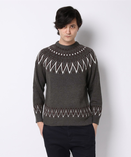 GLOSTER(グロスター)の「求心ニットプルオーバー(ニット/セーター・メンズ・ブラック/ブラウン・M/L/S/XL)」の2枚目の写真