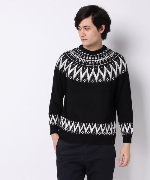 GLOSTER(グロスター)の「求心ニットプルオーバー(ニット/セーター・メンズ・ブラック/ブラウン・M/L/S/XL)」の1枚目の写真