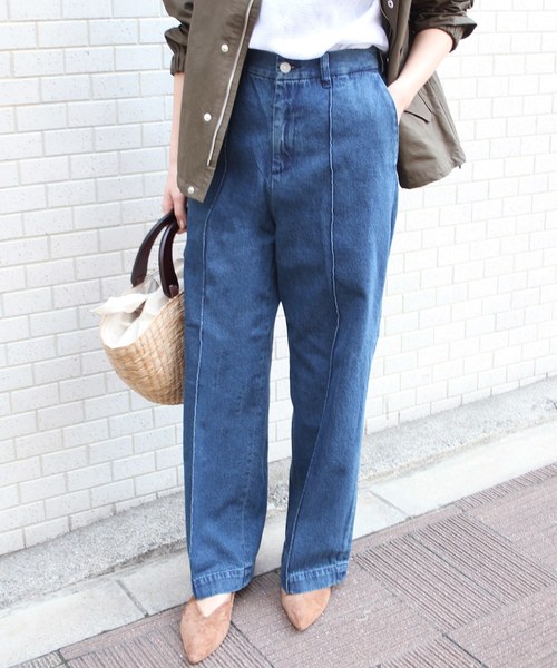 JOURNAL STANDARD relume（ジャーナルスタンダード　レリューム）の「ピンタックワイドデニム#（デニムパンツ・レディース・ブルー/ブルー系その他・40/38/36）」の2枚目の写真