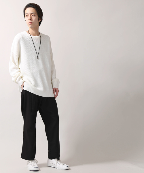 WEGO（ウィゴー）の「WEGO/サイドスリットビッグシルエットニット（ニット/セーター・メンズ・ホワイト/ブラック/ロイヤルブルー・MEDIUM/LARGE）」の13枚目の写真