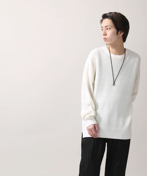 WEGO（ウィゴー）の「WEGO/サイドスリットビッグシルエットニット（ニット/セーター・メンズ・ホワイト/ブラック/ロイヤルブルー・MEDIUM/LARGE）」の14枚目の写真