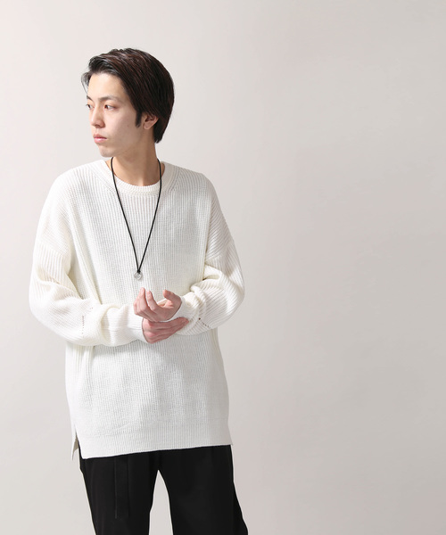 WEGO（ウィゴー）の「WEGO/サイドスリットビッグシルエットニット（ニット/セーター・メンズ・ホワイト/ブラック/ロイヤルブルー・MEDIUM/LARGE）」の15枚目の写真