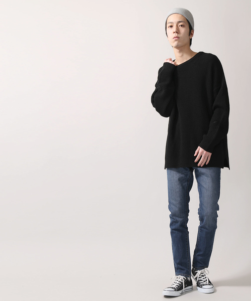 WEGO（ウィゴー）の「WEGO/サイドスリットビッグシルエットニット（ニット/セーター・メンズ・ホワイト/ブラック/ロイヤルブルー・MEDIUM/LARGE）」の16枚目の写真