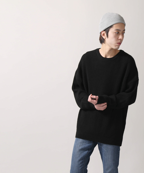 WEGO（ウィゴー）の「WEGO/サイドスリットビッグシルエットニット（ニット/セーター・メンズ・ホワイト/ブラック/ロイヤルブルー・MEDIUM/LARGE）」の6枚目の写真