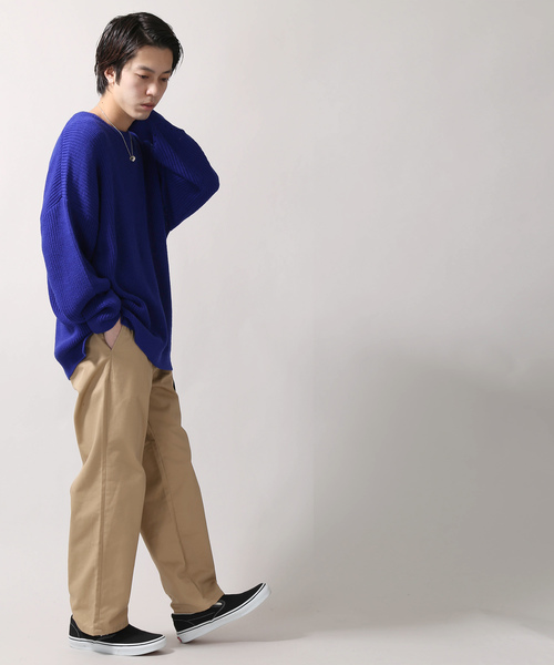 WEGO（ウィゴー）の「WEGO/サイドスリットビッグシルエットニット（ニット/セーター・メンズ・ホワイト/ブラック/ロイヤルブルー・MEDIUM/LARGE）」の7枚目の写真