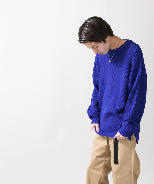 WEGO（ウィゴー）の「WEGO/サイドスリットビッグシルエットニット（ニット/セーター・メンズ・ホワイト/ブラック/ロイヤルブルー・MEDIUM/LARGE）」の8枚目の写真